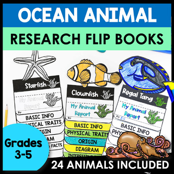 Preview of Ocean Animal Research Project Flip Book - Marine Biome Report