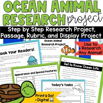 Preview of Ocean Animal Research Project Report Fun End of the Year Writing Beach Theme Day