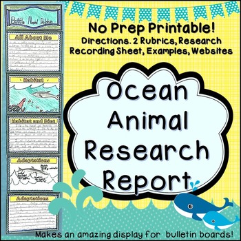Preview of Ocean Animal Research Project and Expository Writing Practice