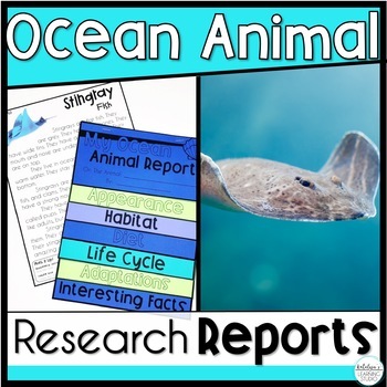 Preview of Ocean Animals Research Project, Non fiction Reading Comprehension Habitat Report