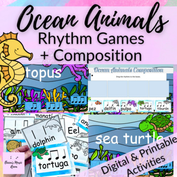 Preview of Ocean Animal Rhythm Games + Composition Activities // Printable & Digital