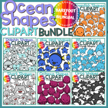 Preview of Ocean Animal Shapes Clipart Bundle 2022