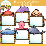 Blank Signs with Ocean Animals Clip Art