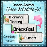 Ocean Animal Theme Class Schedule Cards- Editable!