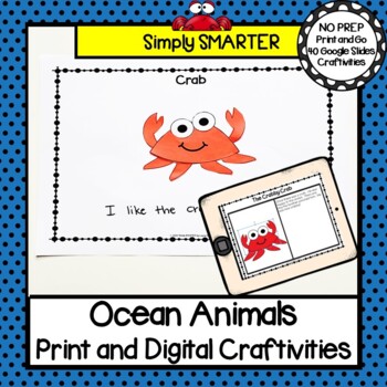 Preview of Ocean Animal Themed Print AND Digital SUPER SIMPLE Writing Craftivities