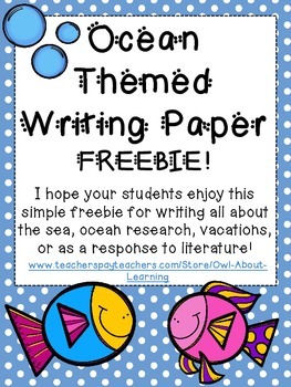 Preview of Ocean Animal Themed Writing Paper FREEBIE
