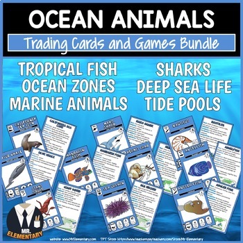 Preview of Ocean Animal Trading Cards and Games Bundle