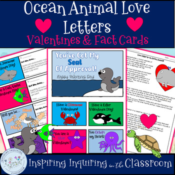 Preview of Ocean Animal Research Activity: Valentines Day Cards and Love Letter Project 