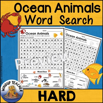 ocean animals word search hard by windup teacher tpt