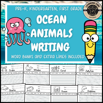 Preview of All About Ocean Animal Writing Ocean Unit Worksheets PreK Kinder First TK