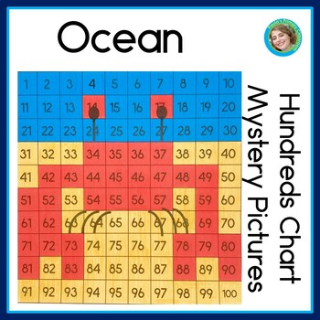 Preview of Ocean Animals 100s Chart Math Numbered and Blank 100 Chart Mystery Pictures