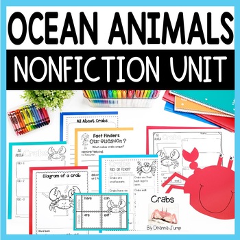 Preview of Ocean Animals Theme - Activities, Crafts & Research Writing for Kindergarten-1st