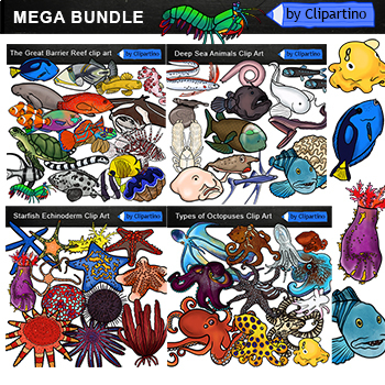 Preview of Ocean Animals Clip Art Bundle commercial use /Sea Creatures ClipArt