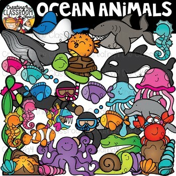 Preview of Ocean Animals Clipart Bundle {Ocean Clipart}