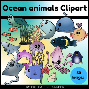 Preview of Ocean Animals Clipart for kids l Aquarium Coloring Sea Craft