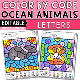Ocean Animals Color by Letter Summer Coloring Pages Editab