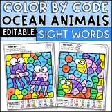 #catch24 Ocean Animals Color by Sight Word Practice Editable