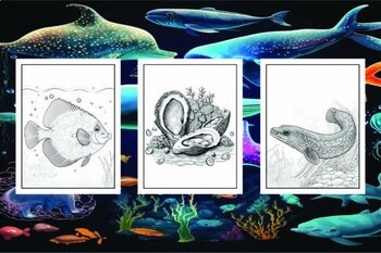 Sea Creatures Coloring Book for Kids Ages 3-8