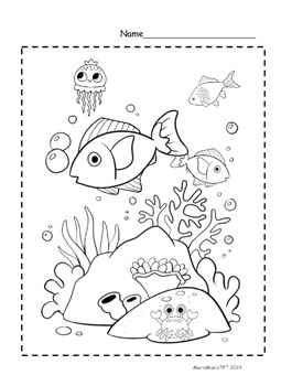 Preview of Ocean Animals Coloring Pages - Ocean Scene Coloring Pages - Ocean Theme