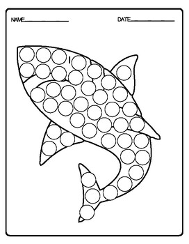 Preview of Ocean Animals Coloring Pages - Sea Animals Dot Markers