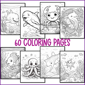 Ocean Animals Coloring Pages for Adults & Kids - Calming Mindfulness ...