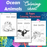 Ocean Animals Coloring Worksheet!