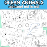 Ocean Animals Connect the Dots - Dot to Dot Alphabet Worksheets