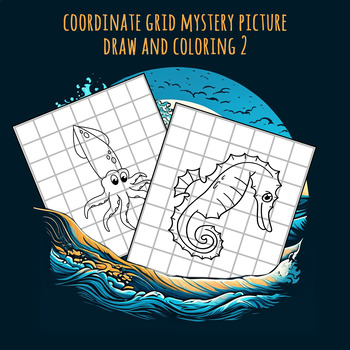 Preview of Ocean Animals, Coordinate Grid Mystery Pictures Draw and Coloring, Puzzle Game 2