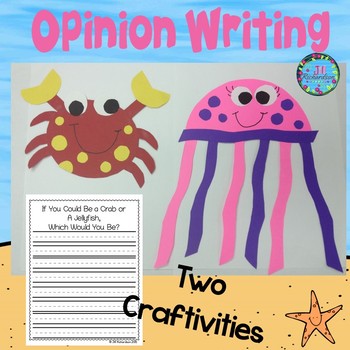 Preview of Ocean Animals Craft Crab & Jellyfish Opinion Writing ESL Spring Summer