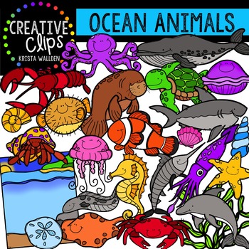 Preview of Ocean Animals Clipart {Creative Clips Clipart}