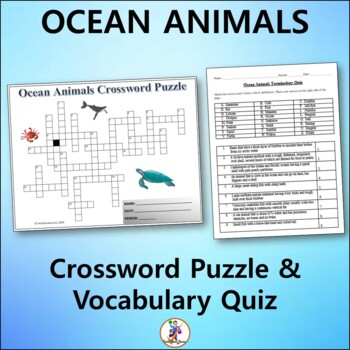 Preview of Ocean Animals Crossword & Vocabulary Quiz