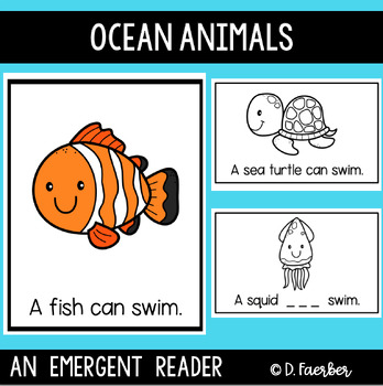 Preview of Summer Emergent Reader - Ocean Animals Book with Differentiated Word Work