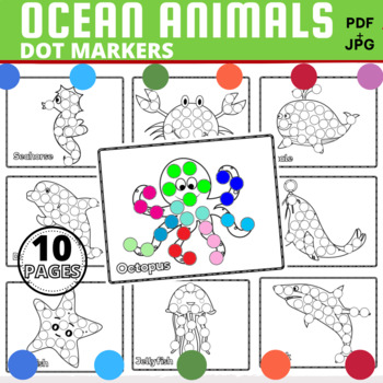 Preview of Ocean Animals Dot Marker Activity Book For Toddler,Bingo Daubers,Summer Activity