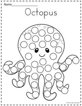 Preview of Ocean Animals Dot Markers Coloring Pages