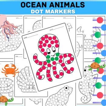 Preview of Ocean Animals Dot Markers Coloring Pages -Bingo Daubers - Summer Activity