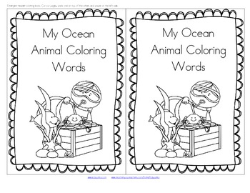 Download Ocean Animals Color Words Emergent Reader by KidSparkz | TpT