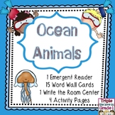 Ocean Animals Emergent Reader/Write the Room/Word Cards/Ac