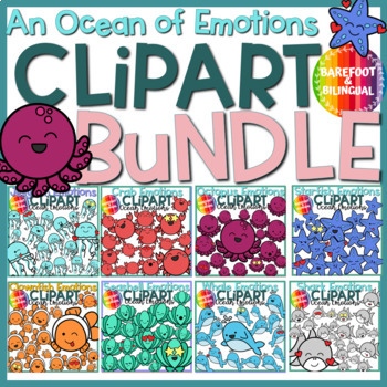 Preview of Ocean Animals Emotions Clipart Bundle