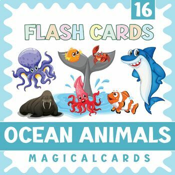 Preview of Ocean Animals Flash Cards, Sea Animals Flash Cards, Montessori Flash Cards