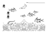 Ocean Animals Following Directions Basic Concept Worksheet