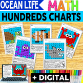Ocean Animals - Hundreds Chart - Color by Number - With Di