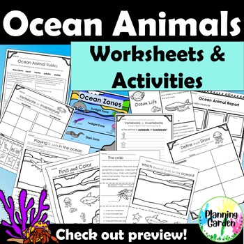 Preview of Ocean Animals Unit | Invertebrate & Vertebrate {worksheets, activities, posters}