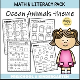 Ocean Animals Kindergarten Math and Literacy Worksheets