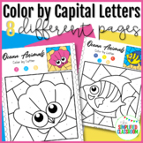 Ocean Animals Literacy Color by Capital Uppercase Letters 