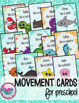 Preview of Ocean Animals Movement Cards for Brain Break Transition Activity