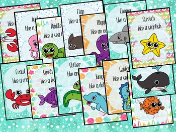 Ocean Animals Movement Cards for Preschool and Brain Break | TpT