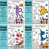 Ocean Animals Music Coloring Pages & Worksheets Bundle | E