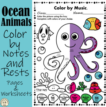 Preview of Ocean Animals Music Coloring Pages & Worksheets | Hybrid Learning Music