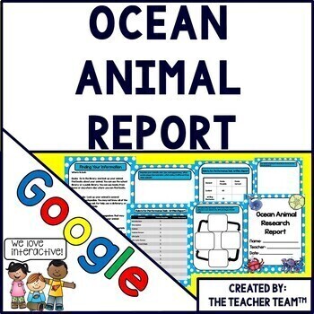 Preview of Ocean Animals | Ocean Animals Report | Google Classroom | Google Slides