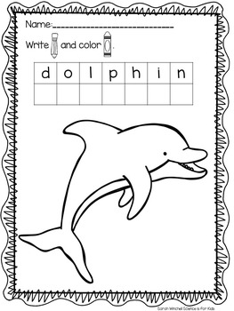 Ocean Animals Unit Coloring Pages Print Phonemic Awareness Worksheets ...